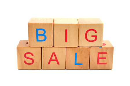 Big sale - text in wooden cubes, business shopping concept wordsの写真素材