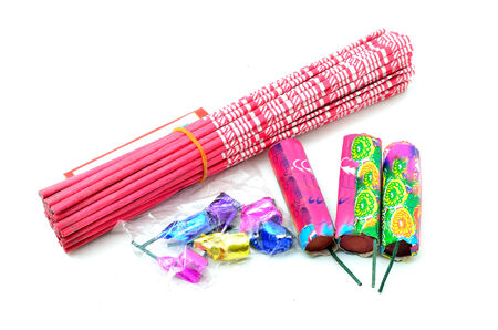 Sparklers and firecrackersの写真素材