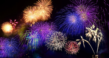 Colorful fireworks. Fireworks are a class of explosive pyrotechnic devices used for entertainment...