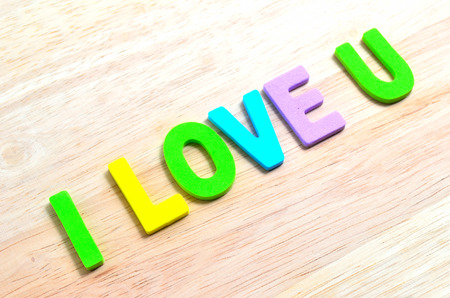 i love you text on wooden backgroundの写真素材