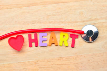 The name of the medical term, Heart and stethoscopeの写真素材