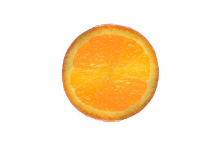 slice of orange isolated on white backgroundの写真素材