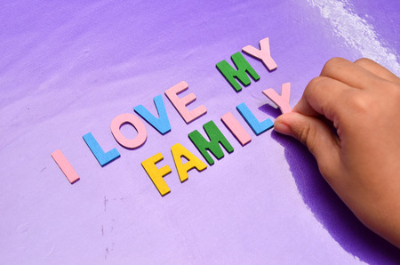 I LOVE MY FAMILY concept with colourful alphabetの写真素材