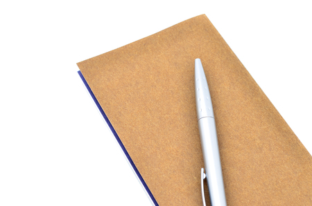 Notepad and pen isolated on white background;の写真素材