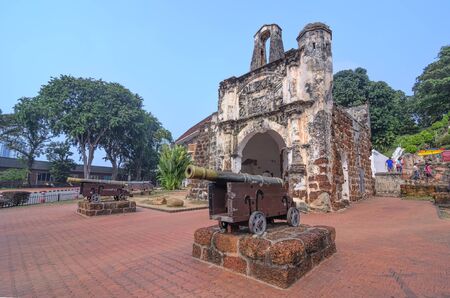 MALACCA, MALAYSIA - OCTOBER 19: Porta de Santiago as known as Famosa facade on October 19, 2015 in Malacca, Malaysia. Famosa was built in 1511 by Alfonso D'Alboquerqueのeditorial素材