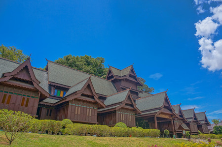 MALACCA, MALAYSIA -5 MARCH 2016- The Malacca Sultanate palace Museum (Muzium Istana Kesultanan Melaka) is a replica of the 15th century palace of the Malacca Sultanのeditorial素材