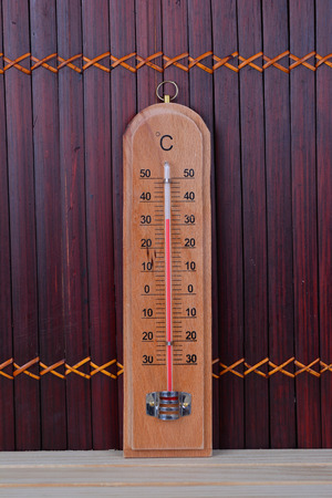Thermometer on the wood table