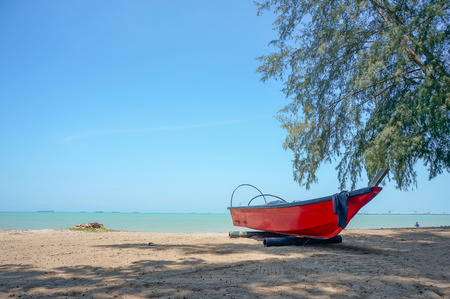 Fishermen boats at the beachの写真素材