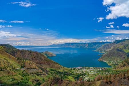 Beautiful view of Danau Toba or Lake Toba at Sumatera Utara, Indonesiaの写真素材