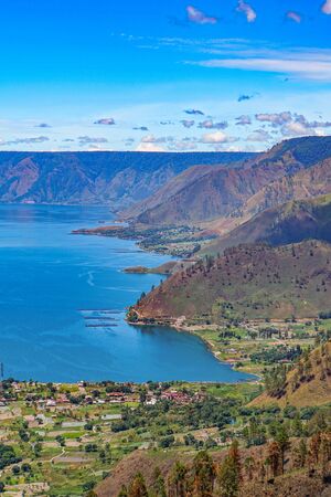 Beautiful view of Danau Toba or Lake Toba at Sumatera Utara, Indonesiaの写真素材