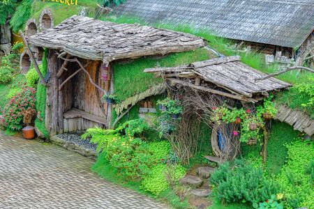 Bandung, Indonesia - November 15, 2018 : Beautiful view of Hobbit House at Farm House in Lembang, Bandung, Indonesiaのeditorial素材