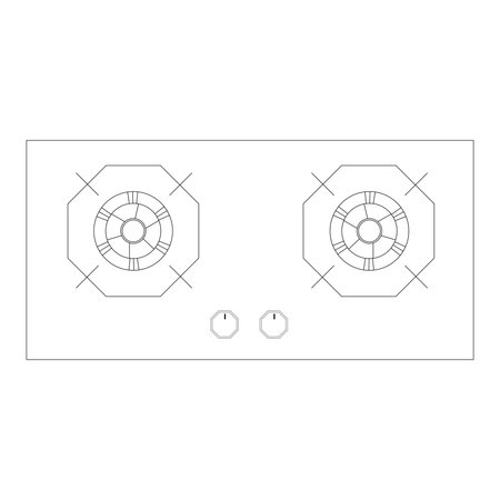 Two Burner Gas Cooktop Stove Hob Outline Vector Illustrationのイラスト素材