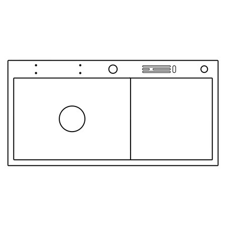 Double Bowl Kitchen Sink Top View with Drainboard Line Art Vectorのイラスト素材