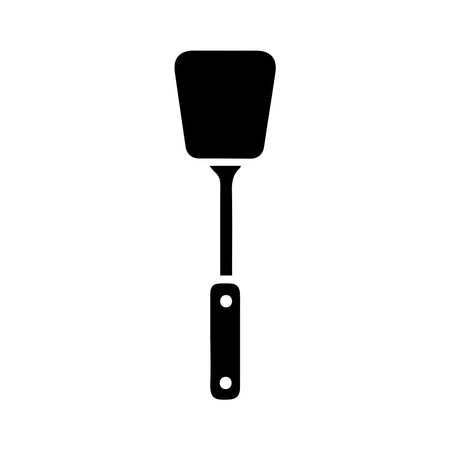 kitchen spatula icon over white background, silhouette style, vector illustrationのイラスト素材