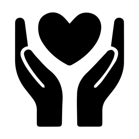 Hands Holding Heart - Simple vector icon. Black and white illustration.のイラスト素材