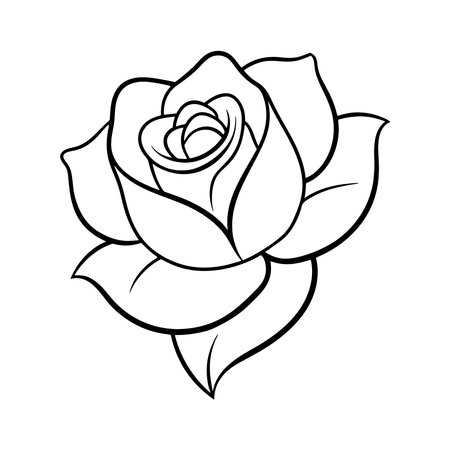 Black and white rose isolated on a white background. Vector illustration.のイラスト素材