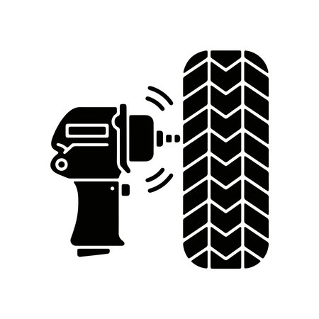Car tire repair black icon, concept illustration, vector flat symbol, glyph sign.のイラスト素材