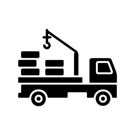 Cargo truck black icon, concept illustration, vector flat symbol, glyph sign.のイラスト素材