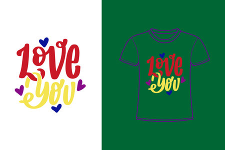 I love you. Valentines day greeting card, t-shirt print, vector illustrationのイラスト素材