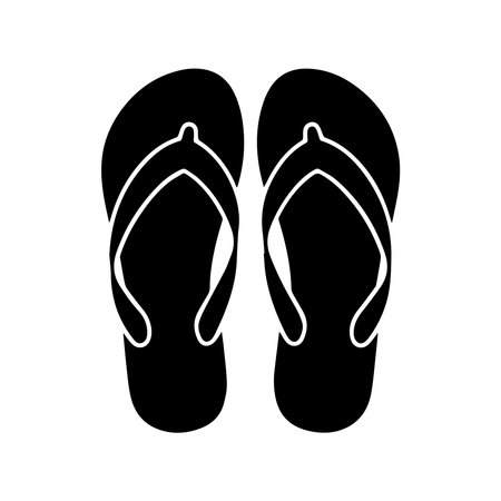 Flip flops icon over white background, silhouette style, vector illustrationのイラスト素材