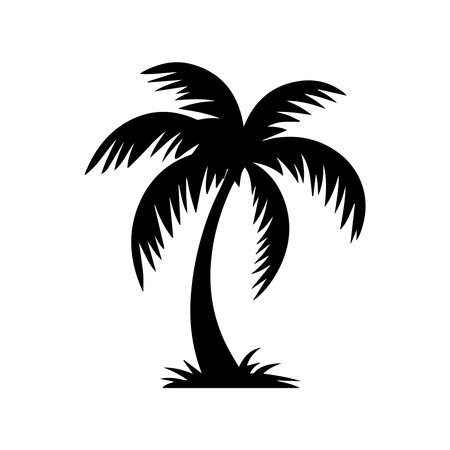 palm tree icon over white background, silhouette style, vector illustrationのイラスト素材