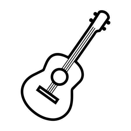 guitar musical instrument isolated icon vector illustration design  black and whiteのイラスト素材