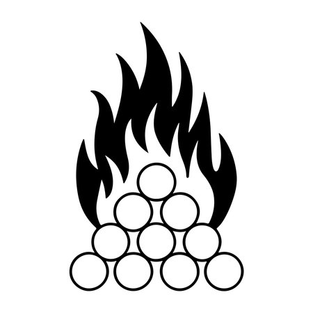 fire flame cartoon icon vector illustration graphic design in black and white colorsのイラスト素材