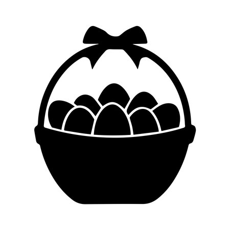 Easter basket with eggs icon vector illustration graphic design in black and whiteのイラスト素材