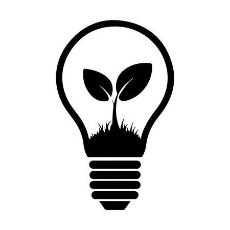 bulb light with plant isolated icon vector illustration design  black and whiteのイラスト素材