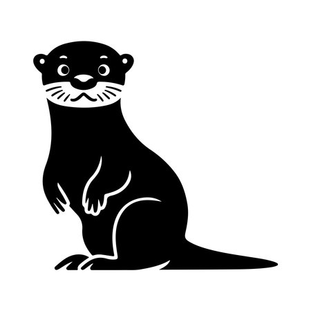 cute otter animal cartoon vector illustration graphic design in black and whiteのイラスト素材