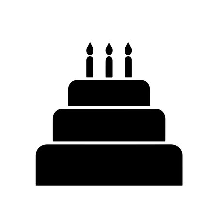 birthday cake icon over white background, silhouette style, vector illustrationのイラスト素材
