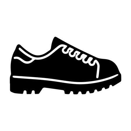 sneakers icon over white background, silhouette style, vector illustrationのイラスト素材