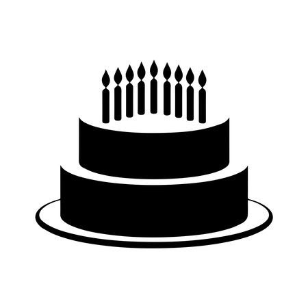 birthday cake icon over white background. colorful design. vector illustrationのイラスト素材