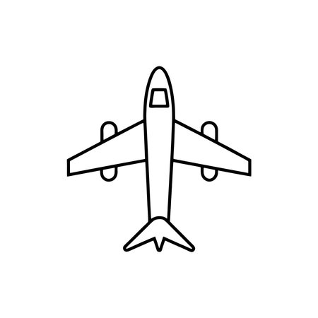 airplane icon over white background, line style design, vector illustrationのイラスト素材