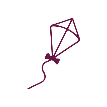 kite flying icon over white background, line style, vector illustrationのイラスト素材