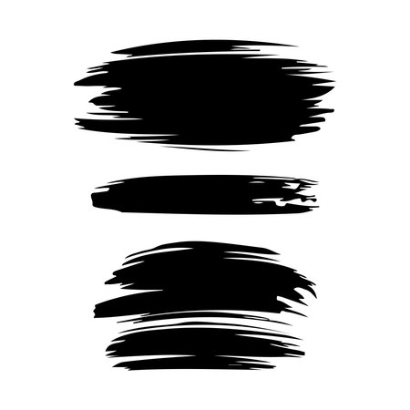 Set of black grunge brush strokes isolated on white background. Vector illustration.のイラスト素材