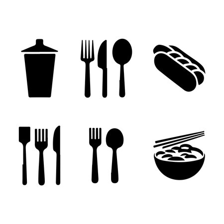 Food and Drink Icons Set. Flat Style Vector Illustration.のイラスト素材