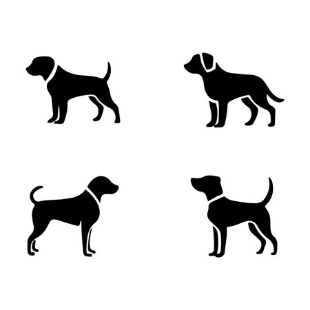Dog icon set. Simple set of dog vector icons for web design on white backgroundのイラスト素材