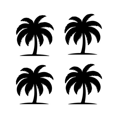 Palm tree icon set isolated on white background. Vector illustration.のイラスト素材