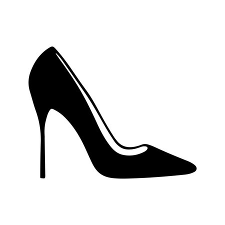 High heel shoe icon. Black and white vector illustration. Isolated on white background.のイラスト素材
