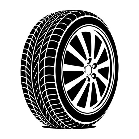 car wheel isolated on white background. flat style. vector illustration.のイラスト素材