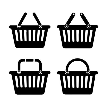 Shopping basket icon set on white background. Flat style. Vector illustration.のイラスト素材
