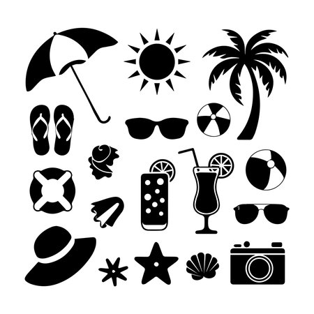 summer icons set over white background. vector illusatrationのイラスト素材