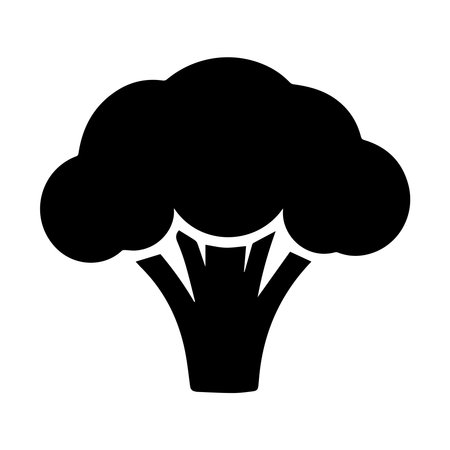 broccoli vegetable icon over white background, silhouette style, vector illustrationのイラスト素材
