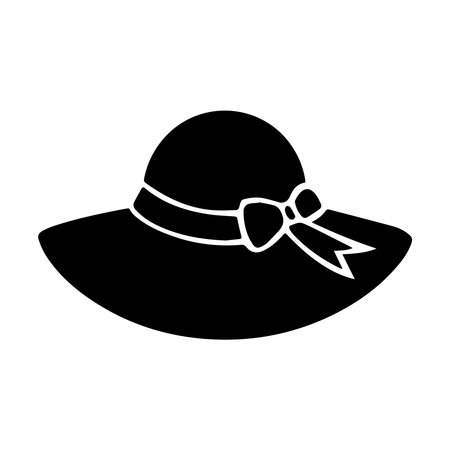 hat female accessory icon vector illustration design  black and white silhouette styleのイラスト素材