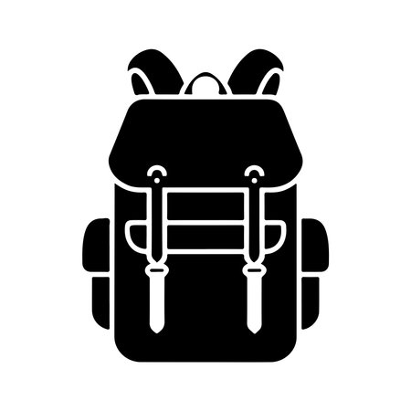 backpack icon over white background, silhouette style, vector illustration designのイラスト素材