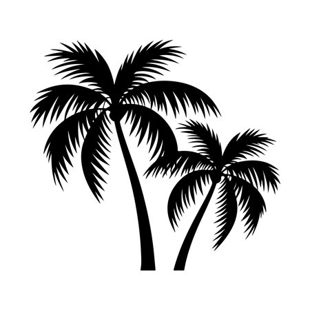 silhouette of palm trees icon over white background, vector illustrationのイラスト素材