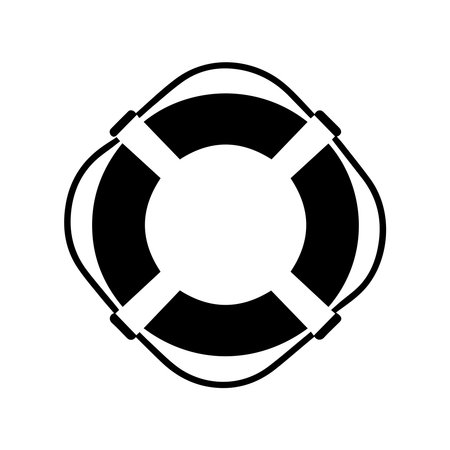 lifebuoy icon over white background, silhouette style, vector illustrationのイラスト素材