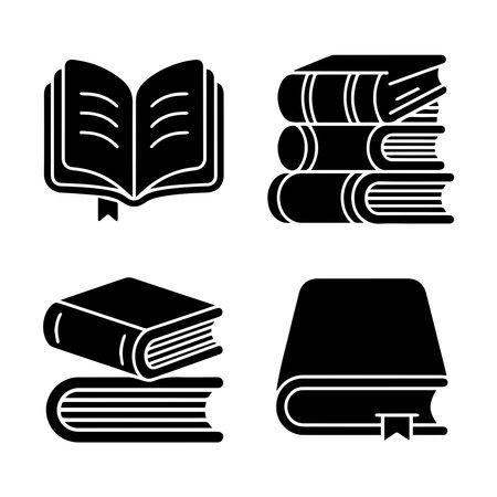books icon set over white background, black and white design. vector illustrationのイラスト素材