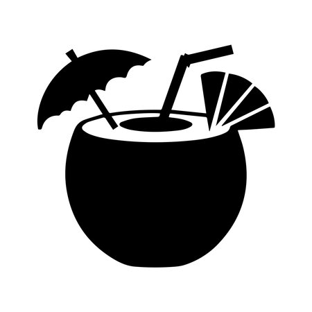 coconut cocktail with umbrella icon over white background. vector illustrationのイラスト素材